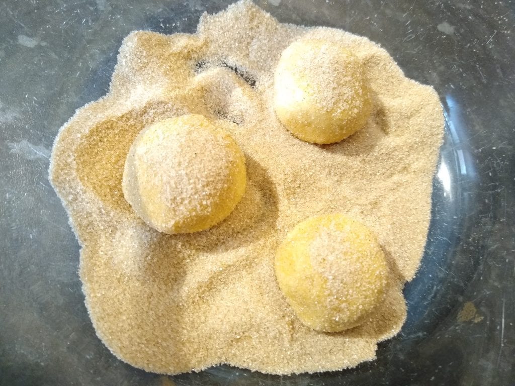 snicdoodle raw dough in sugar