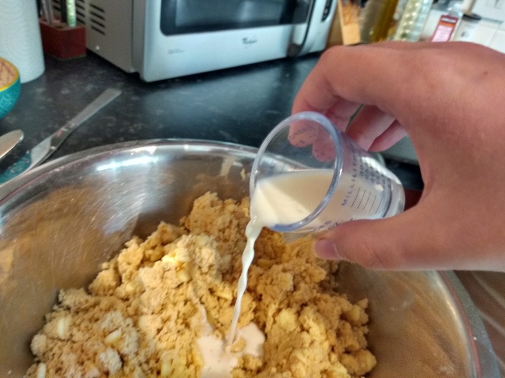 Adding the milk Adding the milk