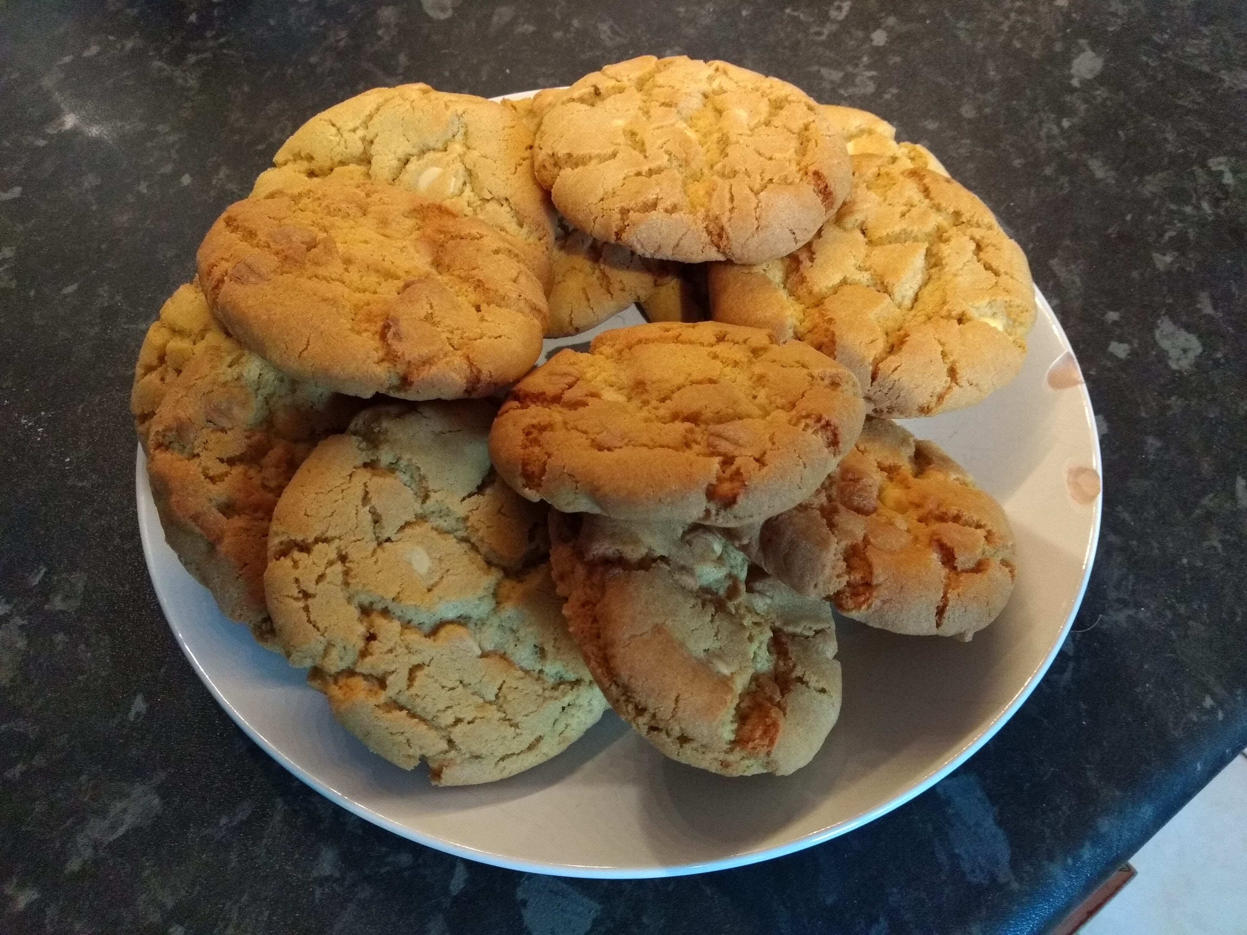 White Chocolate chip cookies ready to be served